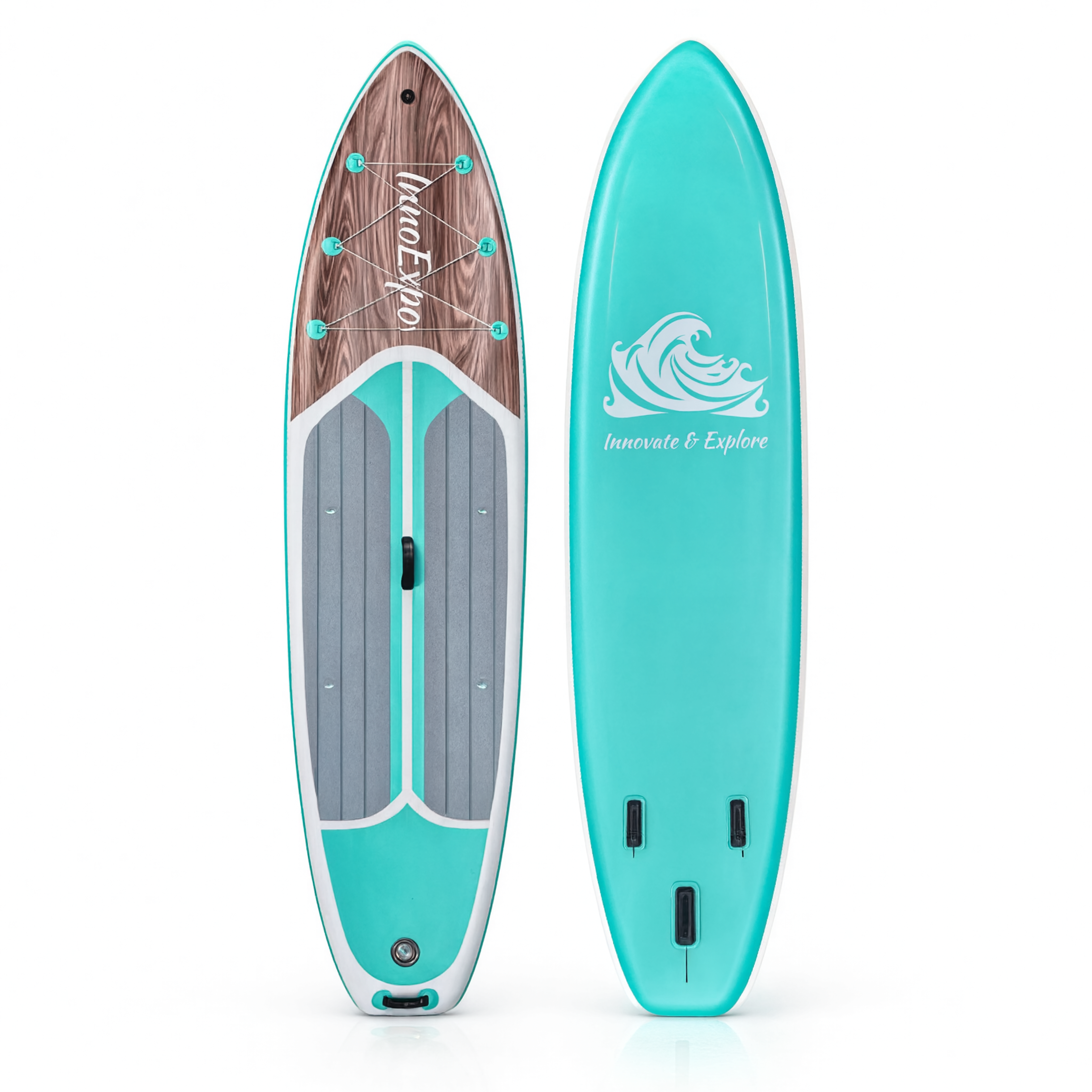 Paddle gonflable Nautiya Teak, vue produit face et dos