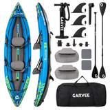 Pack kayak gonflable Duo bleu 2 places : 2 pagaies, 2 sièges, pompe, sac – Nautiya