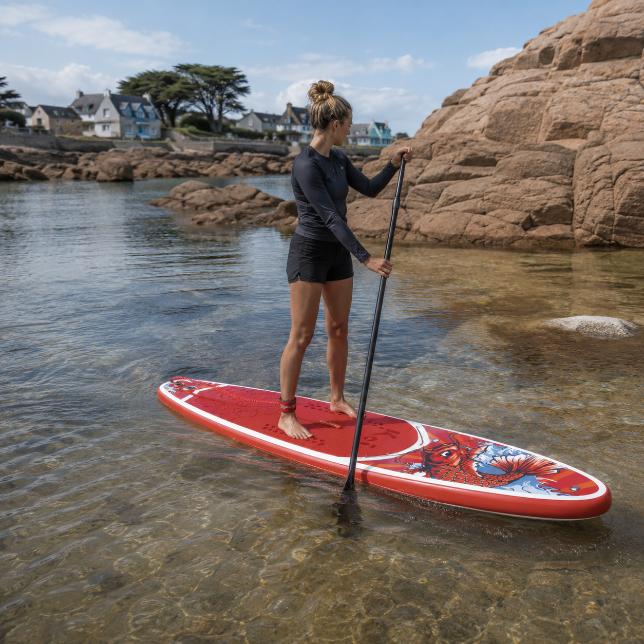 Paddle gonflable Nautiya Koï, en bord de mer