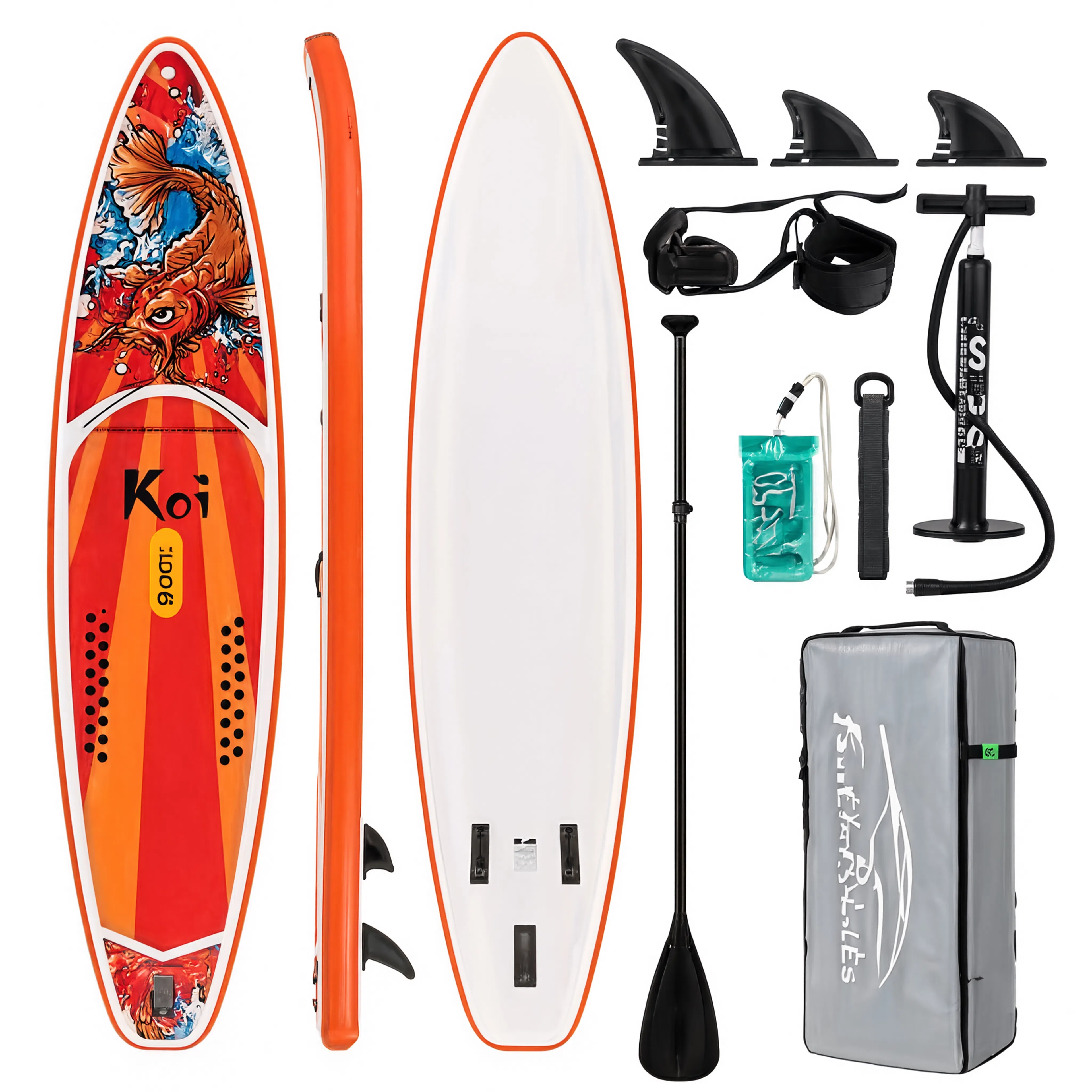 Pack paddle gonflable Nautiya Koï : planche, pagaie, pompe, leash, sac