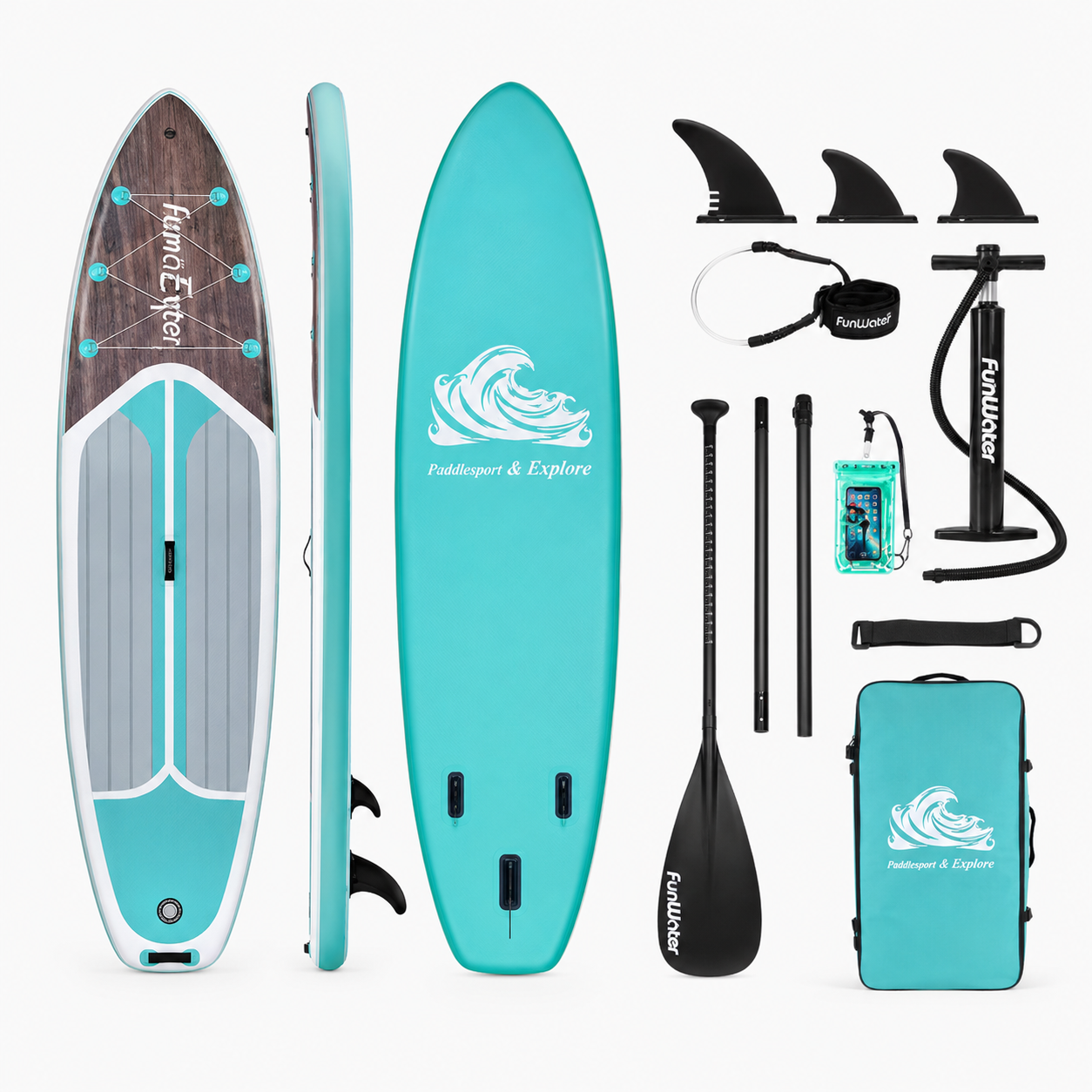 Pack paddle gonflable Nautiya Oak : planche, pagaie, pompe, leash, sac de transport