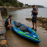Kayak gonflable Duo bleu 2 places sur la mer – Nautiya