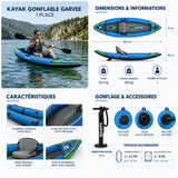 Schéma des dimensions du kayak gonflable Solo 1 place – Nautiya