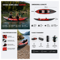 Schéma des dimensions du kayak gonflable Duo rouge 2 places – Nautiya